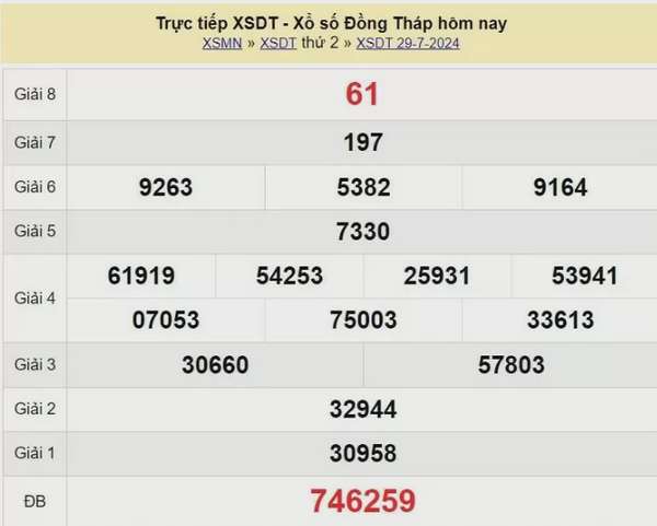 XSDT 12/8, Kết quả xổ số Đồng Tháp hôm nay 12/8/2024, KQXSDT thứ Hai ngày 12 tháng 8