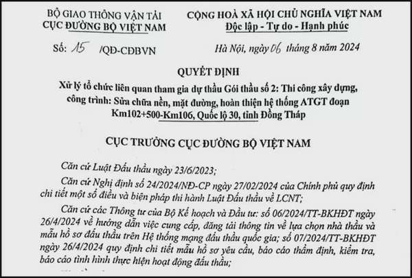 Làm giả thông tin hồ sơ dự thầu, Công ty Đầu tư Xây dựng Tây Nam bị cấm đấu thầu 3 năm