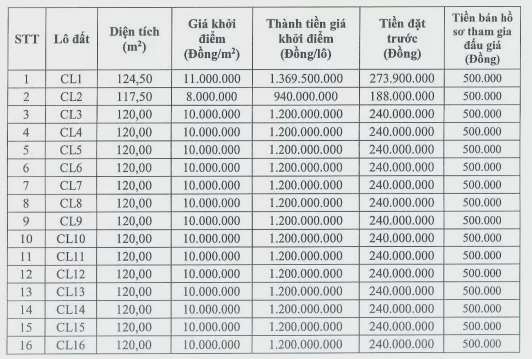 Nam Định: Đấu giá 62 lô đất liền kề tại Giao Thủy, giá khởi điểm thấp nhất 8 triệu đồng/m2