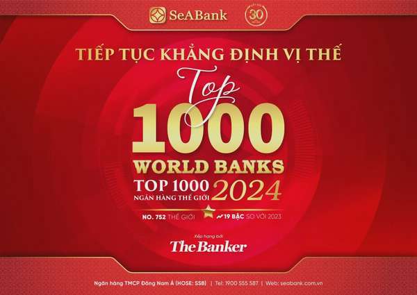 SeABank liên tục tăng hạng trong bảng xếp hạng 'Top 1.000 Ngân hàng thế giới'