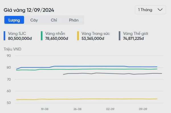 Cập nhật giá vàng SJC, DOJI, PNJ, 9999, giá vàng nhẫn hôm nay 12/9