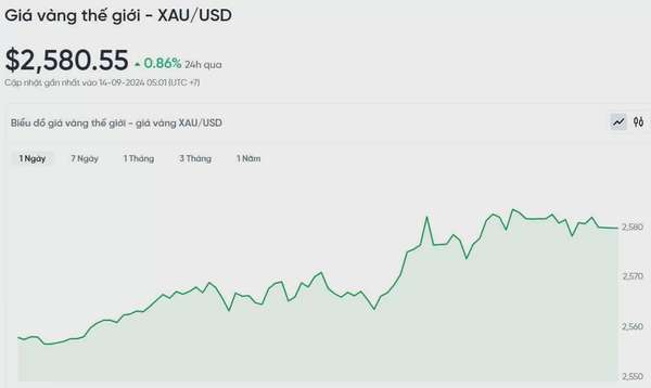 Giá vàng hôm nay 14/9/2024: Vàng tăng vọt lên mốc kỷ lục mới