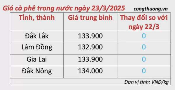 Dự báo giá cà phê ngày mai 24/3/2025 trị trường đi ngang