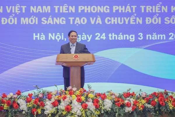 Thủ tướng Phạm Minh Chính phát biểu kết luận buổi Đối thoại - Ảnh: VGP/Nhật Bắc