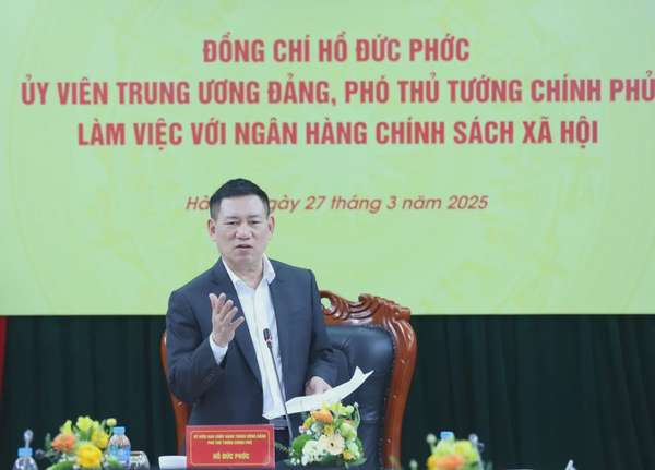 Phó Thủ tướng Chính phủ Hồ Đức Phớc làm việc với Ngân hàng Chính sách xã hội