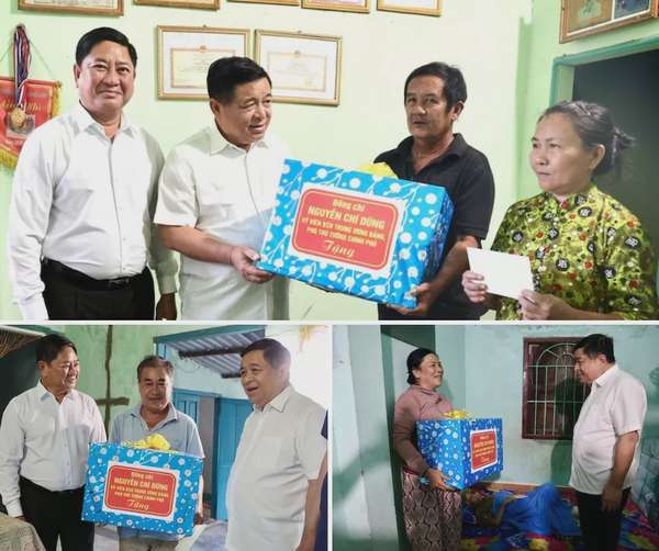 Phó Thủ tướng Nguyễn Chí Dũng thăm hỏi và tặng quà 3 gia đình chính sách tại xã Kiền Kiền I, huyện Thuận Bắc, tỉnh Ninh Thuận - Ảnh: VGP/Thu Sa
