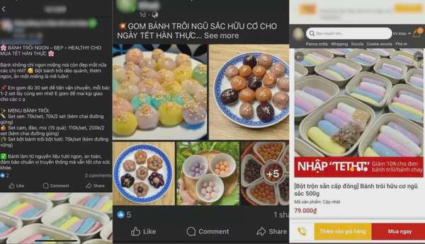 . Set bánh trôi lành mạnh được bày bán rộng rãi trên các “chợ” mạng. Ảnh: Chụp màn hình.