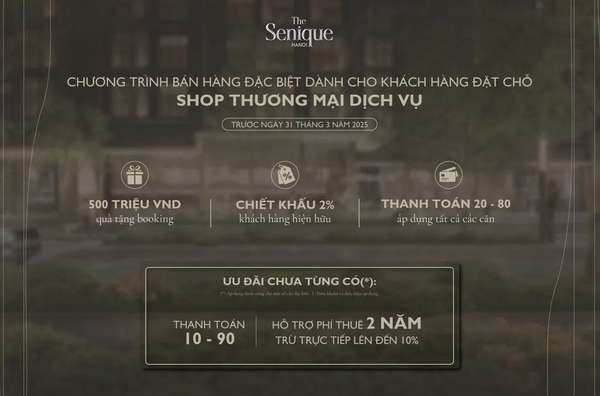 Shop thương mại dịch vụ The Senique Hanoi – Tâm điểm kinh doanh giữa đại đô thị phía đông sầm uất