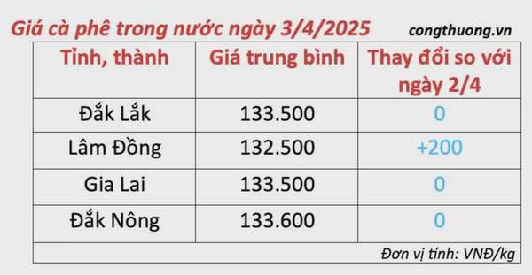 Dự báo giá cà phê ngày mai 4/4/2025, thị trường giảm nhẹ