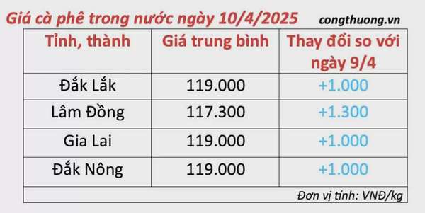 Dự báo giá cà phê ngày mai 11/4/2025, lấy lại đà tăng