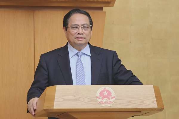 Thủ tướng Phạm Minh Chính phát biểu khai mạc Phiên họp Chính phủ chuyên đề pháp luật lần thứ 2 trong tháng 4/2025. Ảnh: VGP/Nhật Bắc
