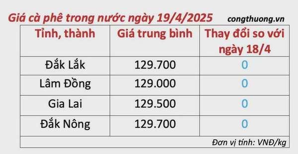 Dự báo giá cà phê ngày mai 20/4/2025, thị trường ổn định