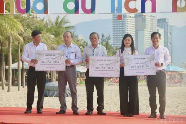 Thành phố Đà Nẵng trao chứng nhận cho các đơn vị tham gia trồng dừa tại bãi biển Đà Nẵng