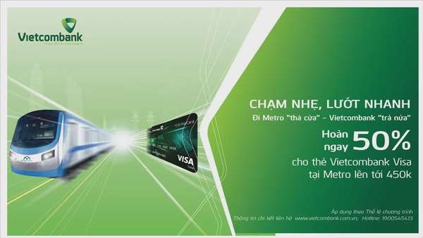 Chào mừng 50 năm Thống nhất đất nước, Vietcombank hoàn 50% vé Metro tới 450.000 VND