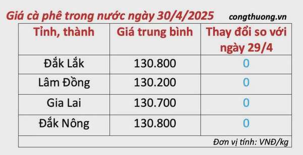 Dự báo giá cà phê ngày mai 1/5/2025, thị trường bình ổn