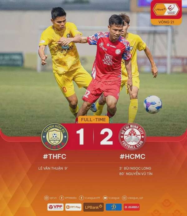 Kết quả trận Thanh Hóa và TP. Hồ Chí Minh, V-League
