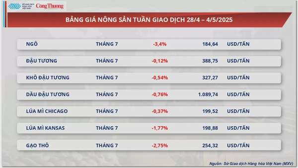 Giá ngô giảm tuần thứ 3 liên tiếp về mức 184 USD/tấn