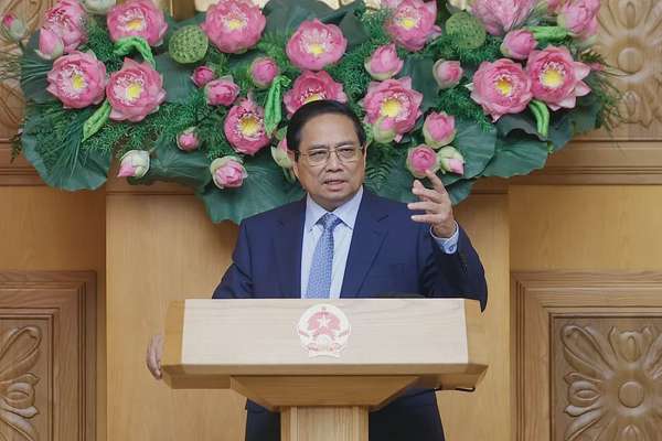 Thủ tướng khẳng định, Chính phủ Việt Nam luôn sẵn sàng đối thoại với các đối tác, doanh nghiệp, trong đó có đối tác, doanh nghiệp Hoa Kỳ trên tinh thần hiệu quả, thẳng thắn, xây dựng, bình đẳng, tôn trọng lẫn nhau, mang lại kết quả, lợi ích cho cả 2 bên - Ảnh: VGP/Nhật Bắc