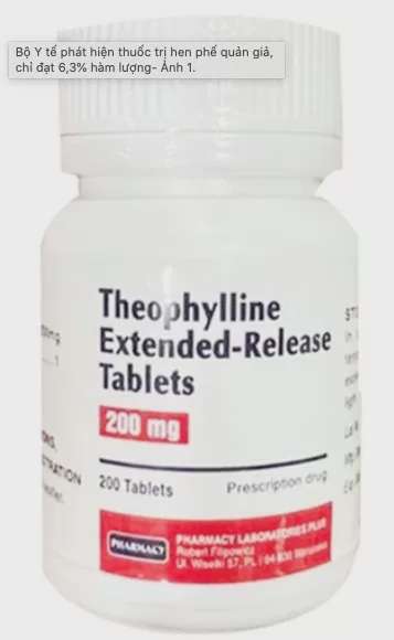 Lọ Theophylline Extended Release Tablets 200mg (Theophylin 200mg) trị hen suyễn không đạt chỉ tiêu theo định lượng ghi trên nhãn.