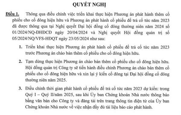 Chứng khoán Nhất Việt (VFS) điều chỉnh kế hoạch phát hành, tạm hoãn chào bán 120 triệu cổ phiếu