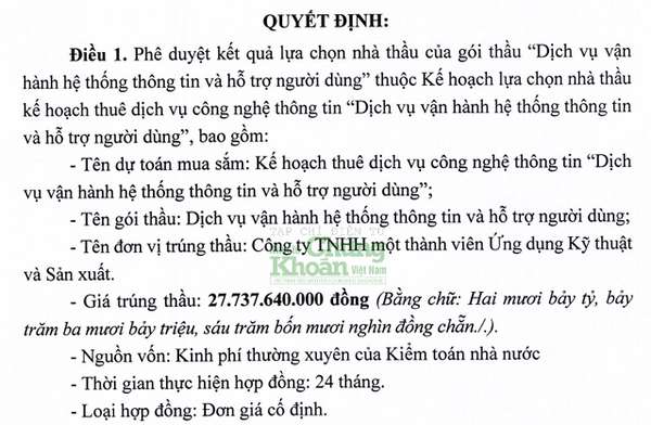 'Một mình một chợ', Tecapro vừa thắng dễ gói thầu này tại Kiểm toán Nhà nước