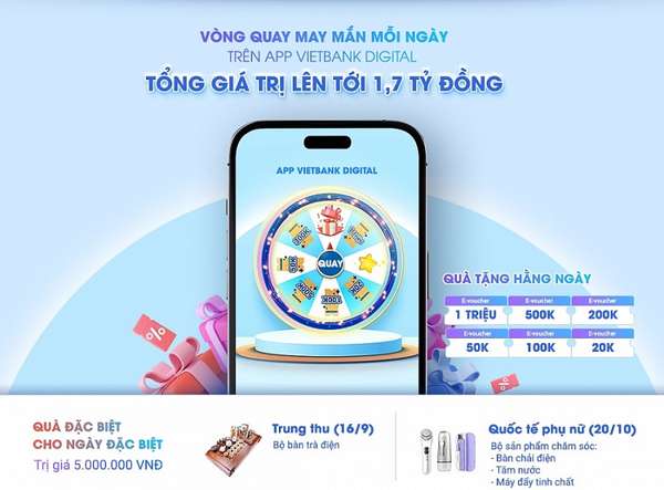 Vietbank ra mắt chương trình khuyến mãi “Quà tặng tiền tỷ - Chào thu hết ý”