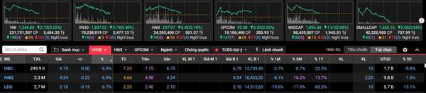 VN-Index xanh nhẹ, HBC, HNG và LDG bị bán tháo