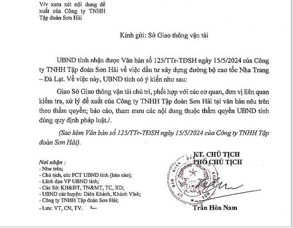 Sơn Hải đề xuất cơ cấu vốn ngân sách Nhà nước tham gia dự án chiếm 70% (tương đương 17.540 tỷ đồng), trong khi vốn từ nhà đầu tư chiếm 30% (7.517 tỷ đồng).