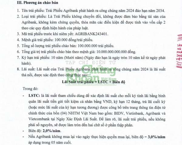 Lô trái phiếu “3 không” giá trị 10 nghìn tỷ của Agribank sắp về tay nhà đầu tư