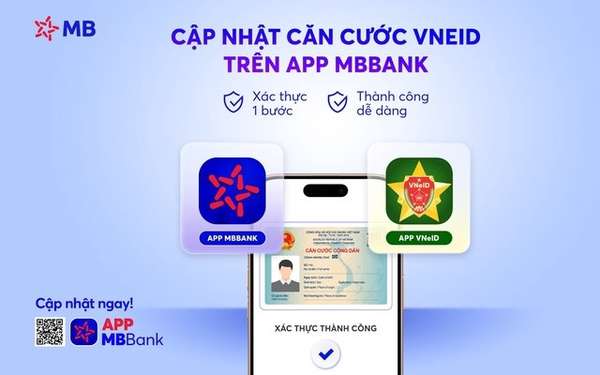 App MBBank hỗ trợ người dùng cập nhật căn cước qua tài khoản VneID