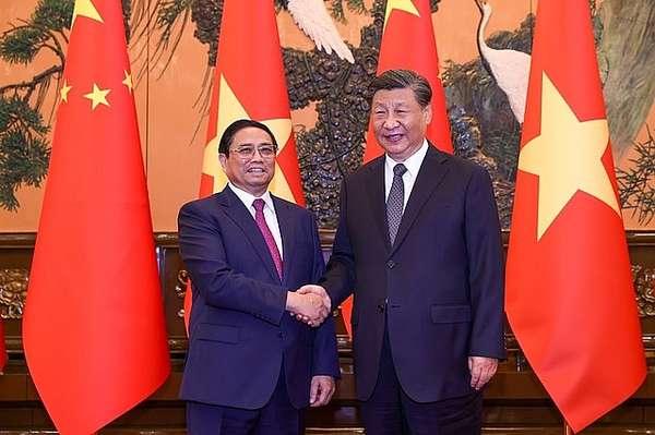 Thủ tướng Phạm Minh Chính hội kiến Tổng Bí thư, Chủ tịch Trung Quốc Tập Cận Bình - Ảnh: VGP/Nhật Bắc