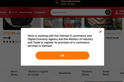 Nguyên nhân khiến Temu phải dừng hoạt động tại Việt Nam