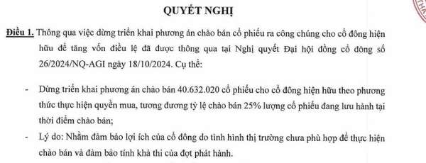 An Gia (AGG) dừng kế hoạch chào bán cổ phiếu, ưu tiên lợi ích cổ đông trước biến động thị trường