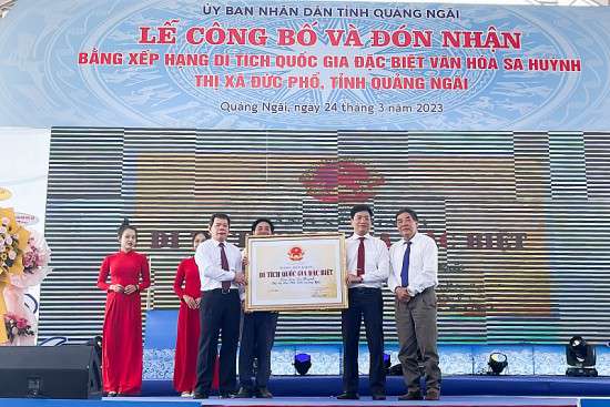 Quảng Ngãi đón nhận Bằng xếp hạng Di tích Quốc gia đặc biệt Văn hóa Sa Huỳnh