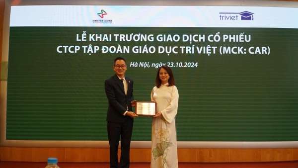 Tập đoàn giáo dục Trí Việt chính thức lên HNX, cổ phiếu tăng mạnh phiên chào sàn