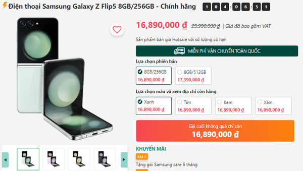 Samsung Galaxy Z Flip5: Thiết kế thời thượng, giá cực 