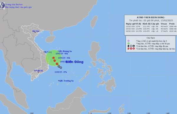 Thời tiết biển hôm nay 13/2: Áp thấp nhiệt đới trên biển