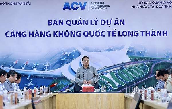 Ngày 29/1/2023, Thủ tướng Phạm Minh Chính kiểm tra hiện trường dự án sân bay quốc tế Long Thành, tỉnh Đồng Nai. Ảnh: VGP/Nhật Bắc