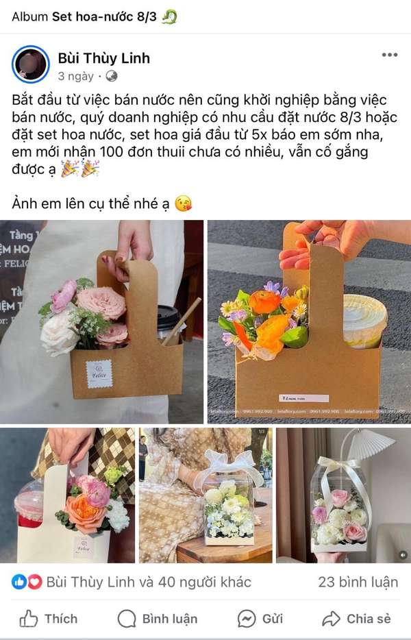 Set quà hoa tươi “no bụng” trở thành xu hướng quà tặng dịp 8/3 năm nay