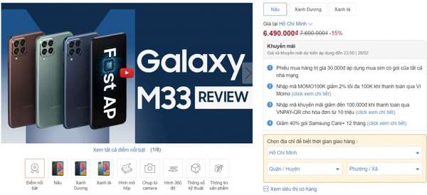 Siêu phẩm điện thoại Samsung Galaxy M33 