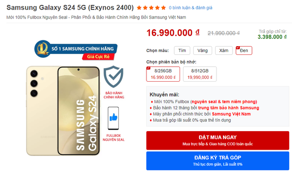 Siêu phẩm Samsung Galaxy S24 5G giảm sốc khai xuân, “hủy diệt” iPhone 15