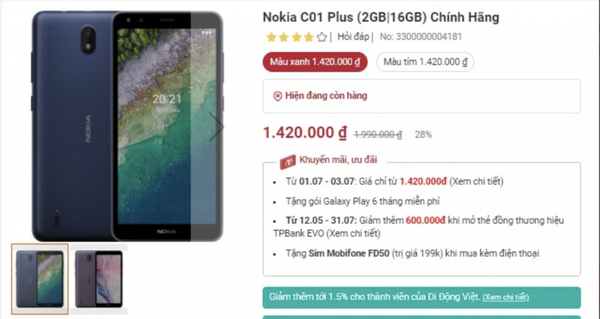 Giá Nokia C01 Plus tháng 01/2023: Giữ vững ngôi vương là ‘vua giá rẻ’ làng Androd