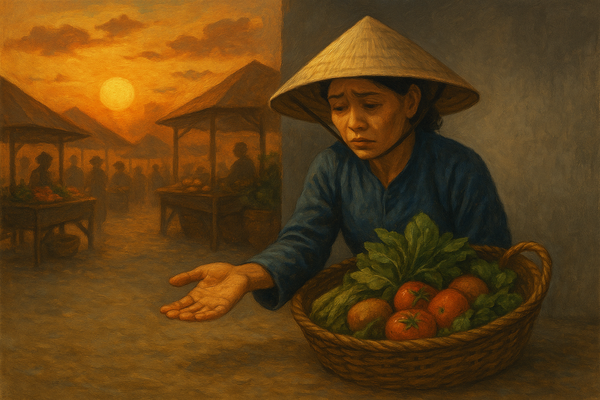 Chợ đang đông em không toan liệu