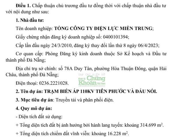 Dự án có tổng mức đầu tư hơn 180,7 tỷ đồng, trong đó EVNCPC góp 71,8 tỷ đồng