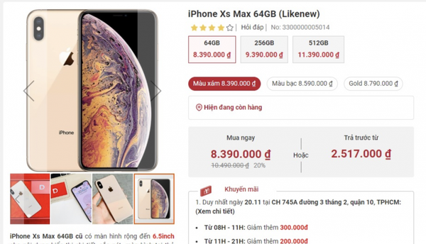Giá iPhone XS Max ngày 27/12: Giá bình dân nhưng 