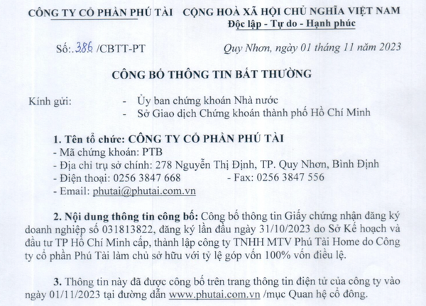 Lợi nhuận “đi lùi” 5 quý liên tiếp, “đại gia” ngành gỗ Phú Tài (PTB) quyết định lấn sân sang lĩnh vực xây dựng