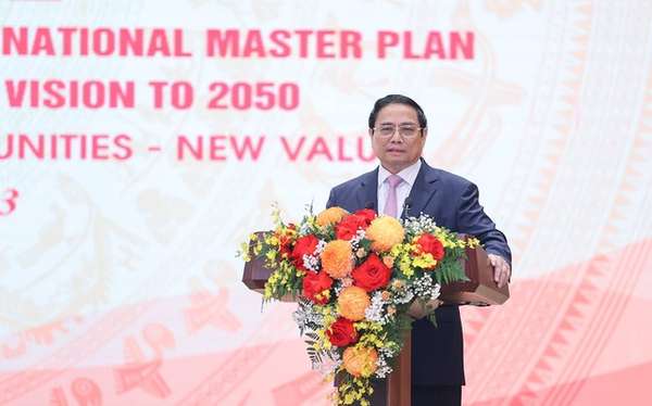 Thủ tướng Phạm Minh Chính tới dự Hội nghị công bố và triển khai quy hoạch tổng thể quốc gia thời kỳ 2021-2030 tầm nhìn đến 2050 - Ảnh: VGP