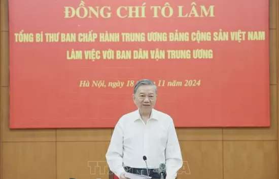 Tổng Bí thư Tô Lâm làm việc với Ban Dân vận Trung ương