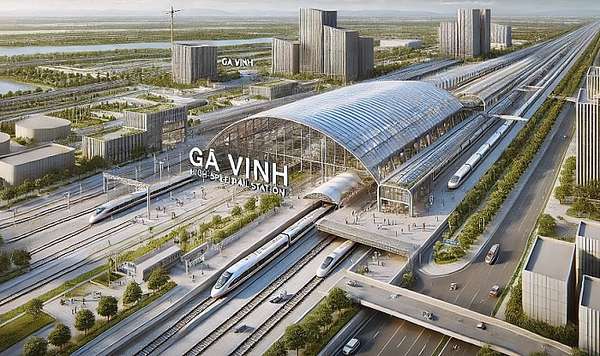 Ga Vinh sẽ là một trong 5 ga chính của dự án đường sắt tốc độ cao. Hình minh họa