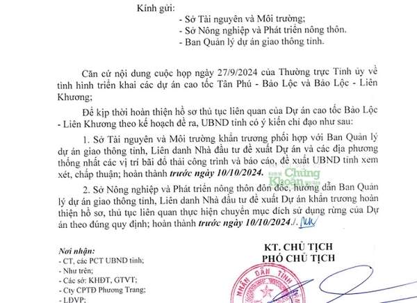 UBND tỉnh Lâm Đồng chỉ đạo các ngành khẩn trương hoàn thiện hồ sơ thủ tục cao tốc Bảo Lộc - Liên Khương